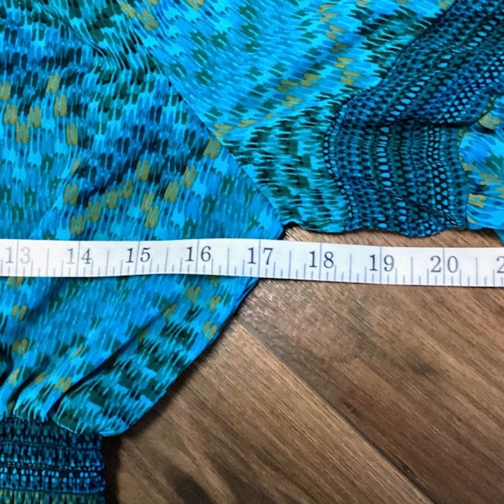 Anthropologie Fig and Flowers Bohemian Midi Dress in Blue/Green Medium - Picture 7 of 8